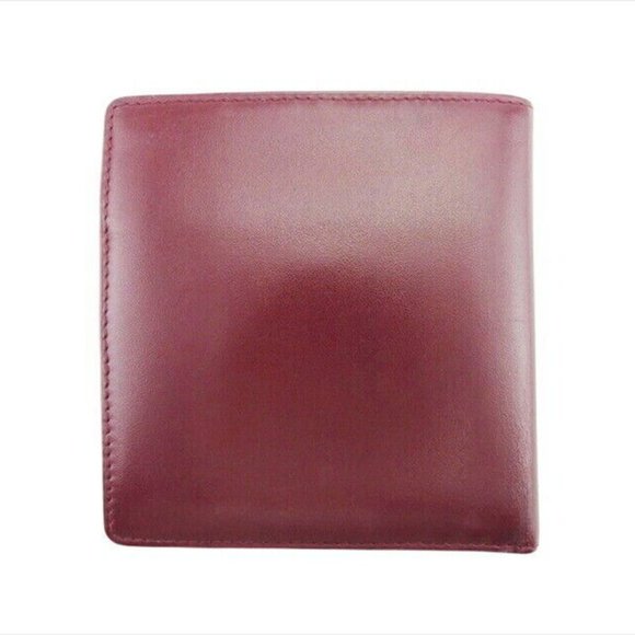 Cartier Bi -fold Wallet Bordeaux x Leather x Gold Material Authentic USED - Picture 10 of 11